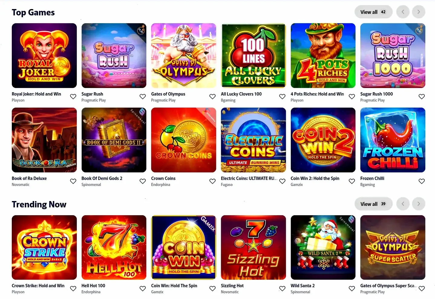 Vicibet Casino Spiele